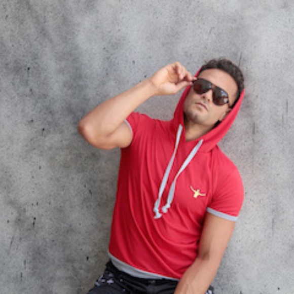 Short Sleeve Red gray Hoodie Men Women Unisex - Picture 8 of 8